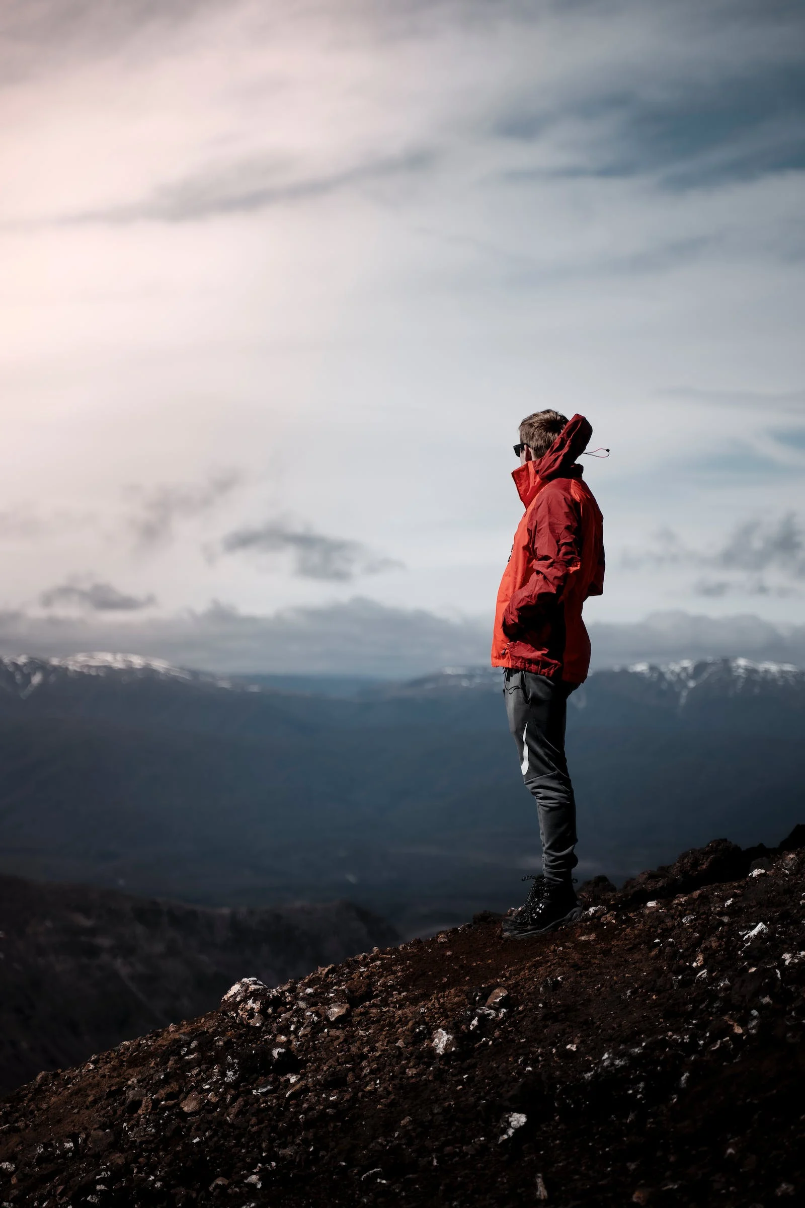 Woman standing on mountain