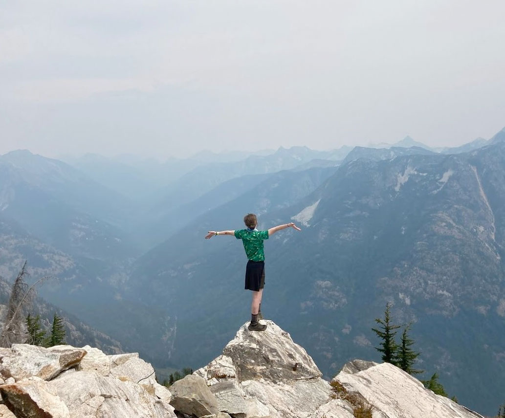 Standing on mountain